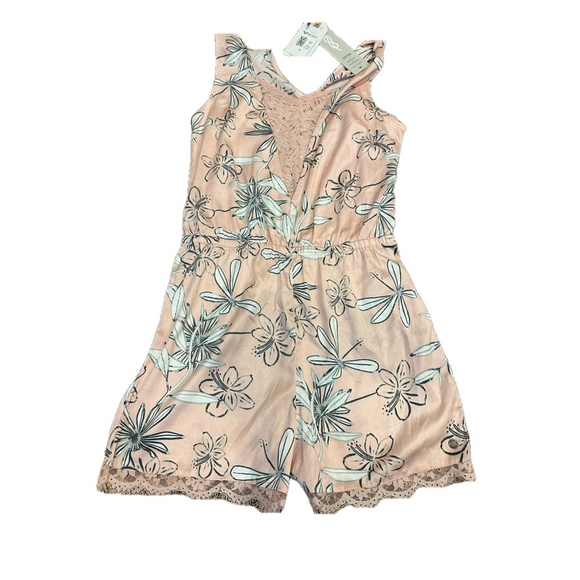 NWT LIGHT PINK FLORAL LACE ROXY ROMPER - Picture 1 of 2